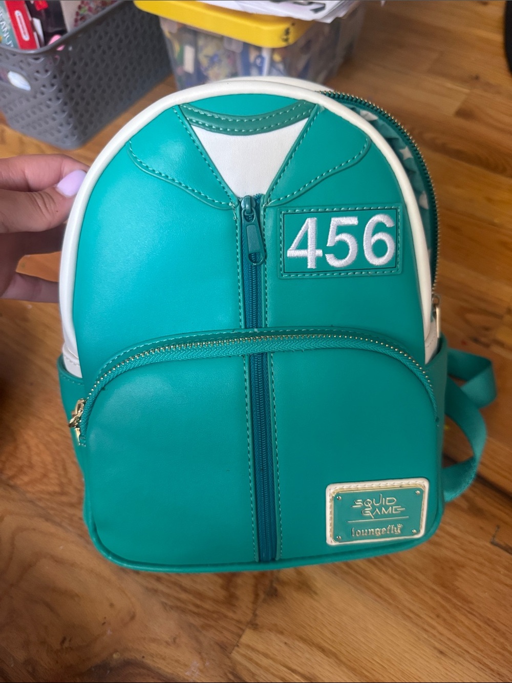 Loungefly Teal and White '456' Mini Backpack